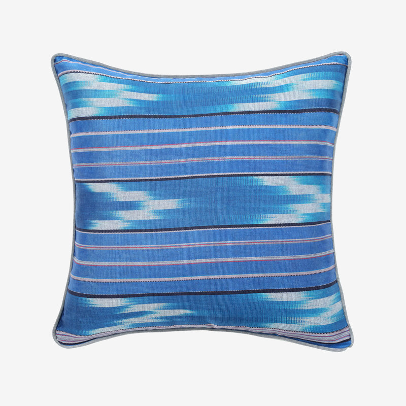 Kutnu Striped Throw Pillow Cover, 45cm H x 45cm W, Square, Blue