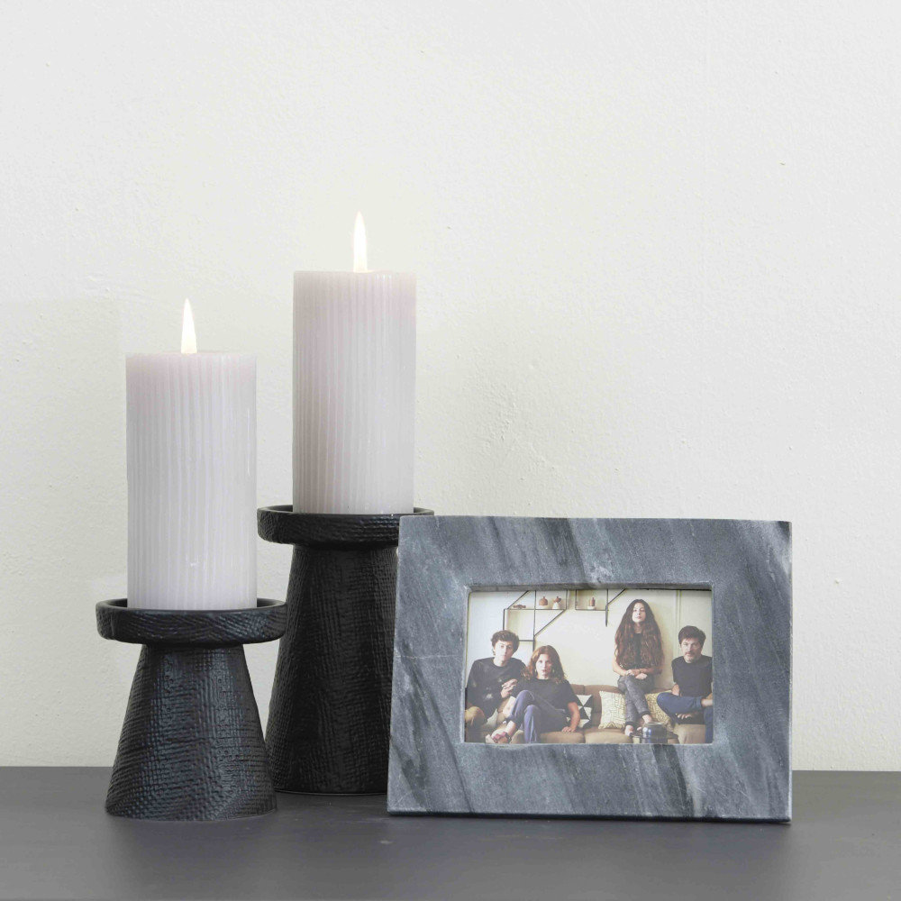 2 Piece Stoneware Table Top Candlestick Set, Black