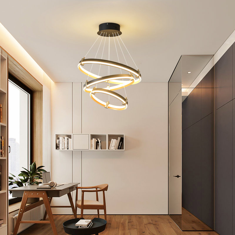 Adalynn 3 Rings Acrylic LED Tiered Chandelier,Dimmable Modern Pendant Light for Kitchen Living Room Bedroom