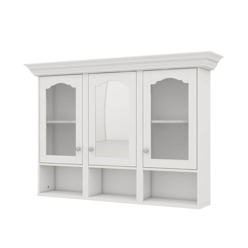 Armoire de salle de bain flottante 47 po avec miroir, armoire de rangement avec 3 compartiments personnalisables et 3 compartiments ouverts