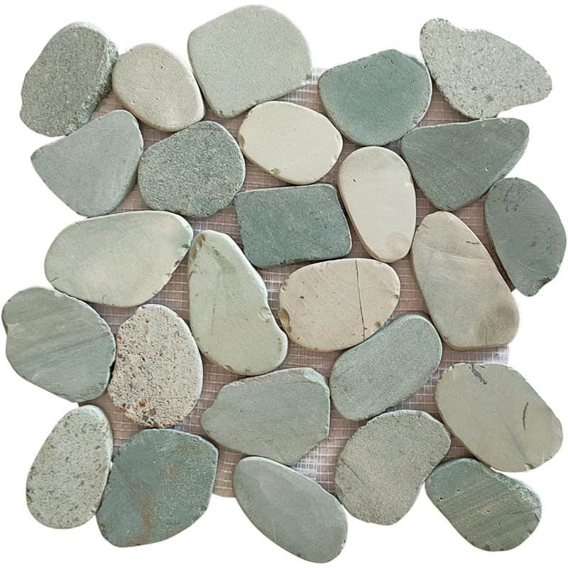 Carreaux de galets tranchés CNK Tile vert mer XL