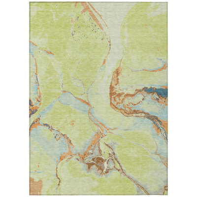 3' X 5' Brown Abstract Washable Indoor Outdoor Area Rug
