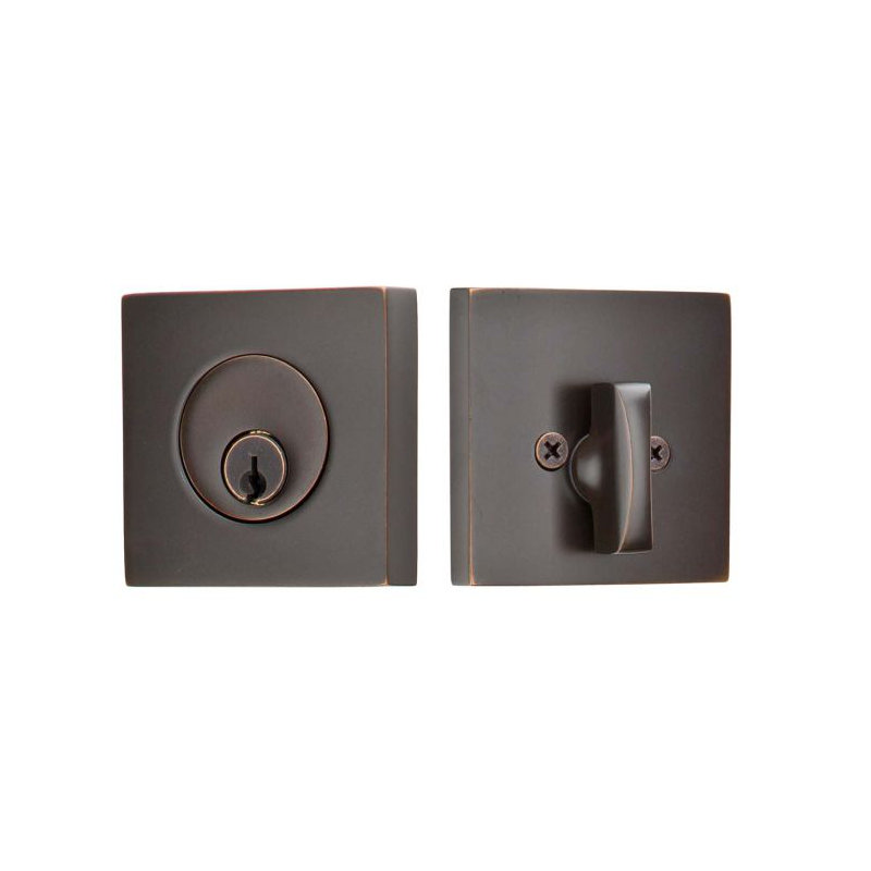 Square Single Cylinder Deadbolt Polished Chrome Finish, Oil Rubbed Bronze