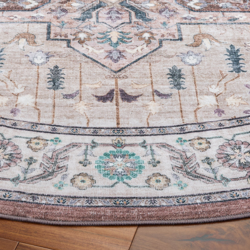 Arizona Performance Machine Washable Oriental Indoor Rug, Round 6'