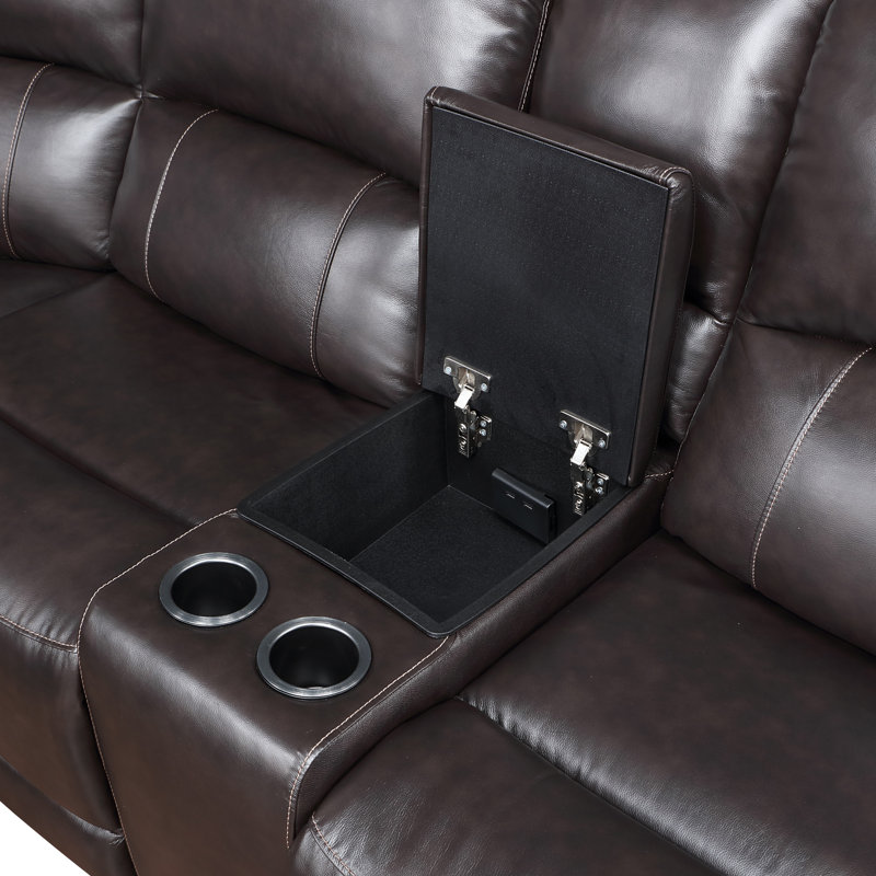 Malounta Wellkamp Leather 6-Piece Power Reclining Sectional, Chocolate Genuine Leather