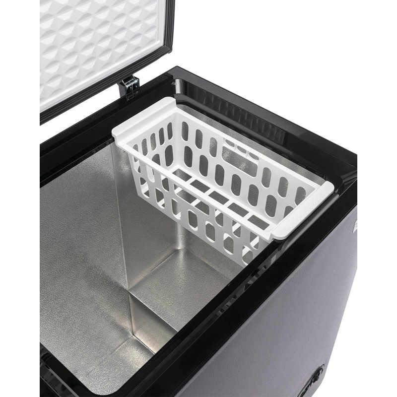 TABU Chest Freezer, 4.2 Cu Ft Deep Freezer with Removable Storage Basket, Black Top Open Door Freezer with 7 Level Adjustable Temperature