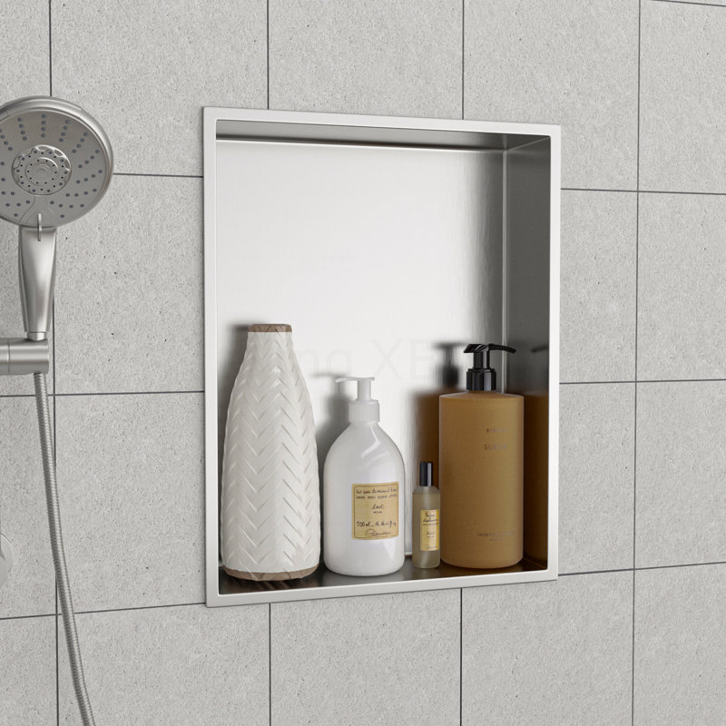 19" X 15" Stainless Steel Shower Niche, Brushed Nickel, 15" H x 19" W x 3.94" D, Brushed Nickel