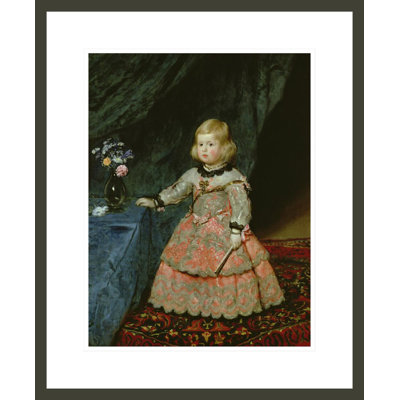 «The Infanta Margarita Teresa of Espagne» dans une robe rouge par Diego Velázquez, impression giclée encadrée