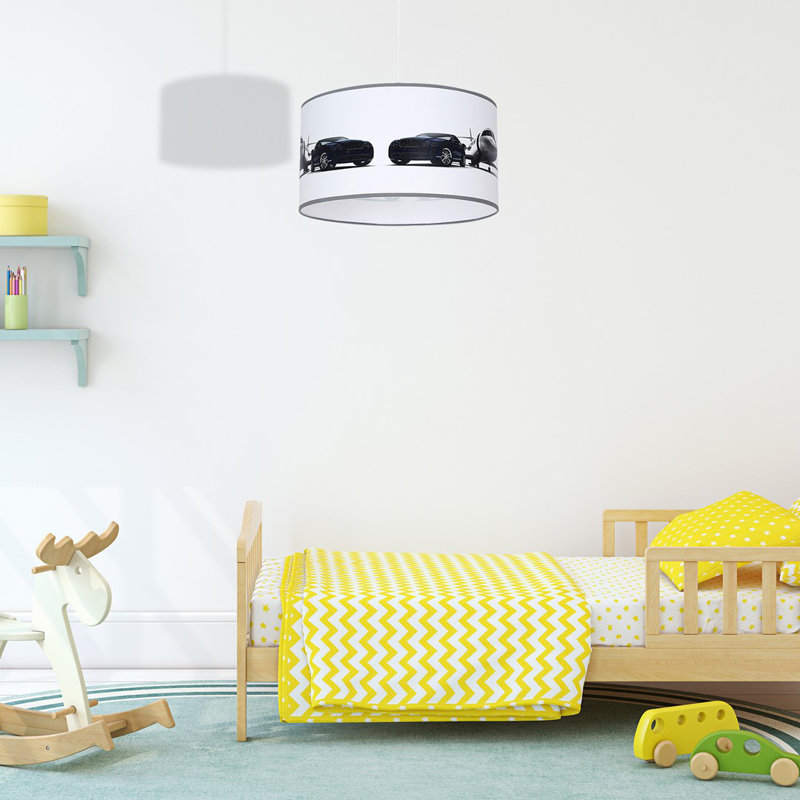 Deron 1 - Light Black/White Drum Pendant