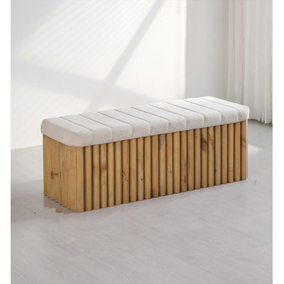 Repose-pieds de rangement en bois massif rétro