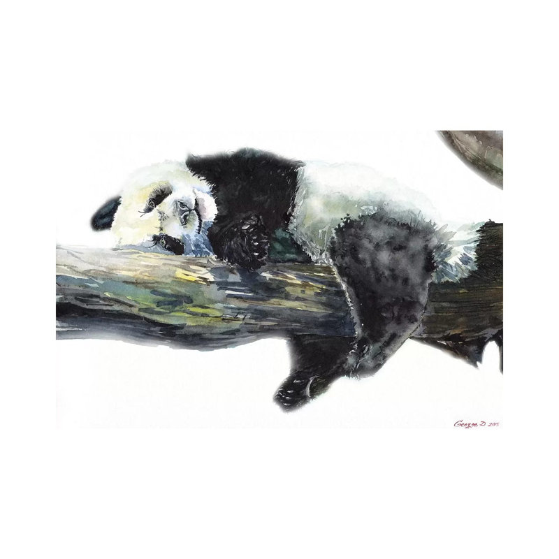 Panda 1 Piece Wrapped Canvas Painting, 20.32 cm H x 30.48 cm W