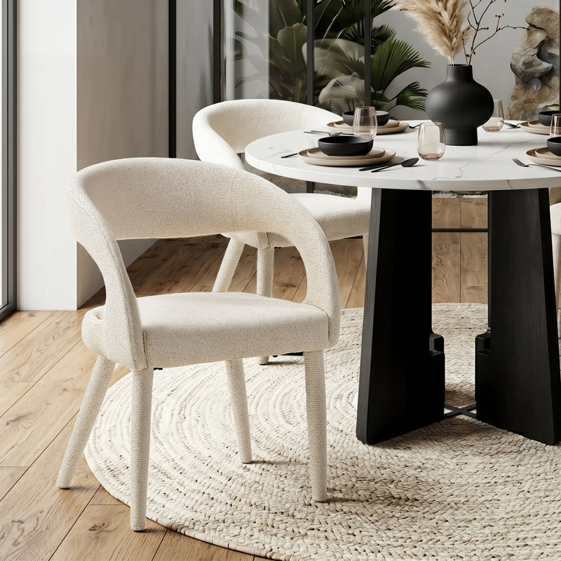 Ensemble de salle à manger 5 pièces avec 4 chaises rembourrées Donegan, Oatmeal