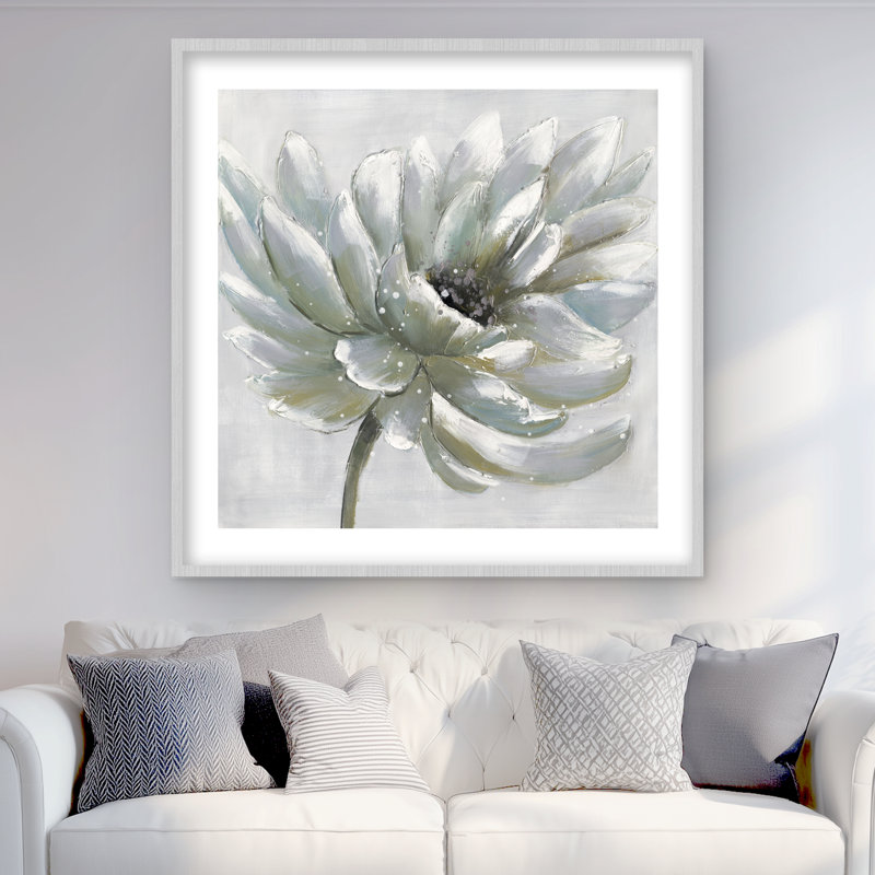Chrysanthème blanc | Reproduction encadrée matte pour la décoration intérieure