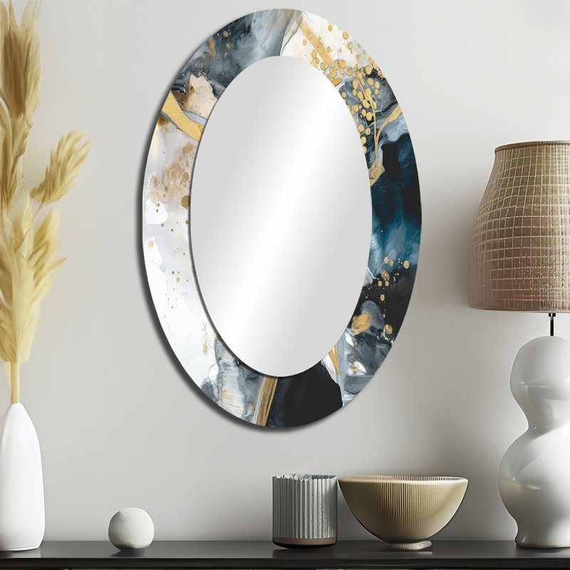 Miroir mural ovale moderne en marbre texturé V, 36 po x 24 po