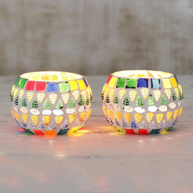 2 Piece Glass Tealight Holder Set