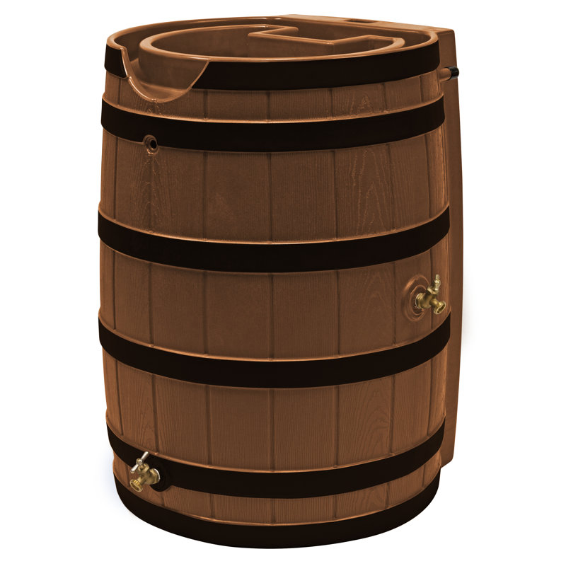 Good Ideas 65 Gallons Resin Drainable Dual Overflow Rain Barrel, Terra Cotta