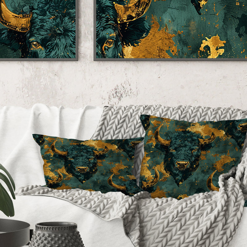 Coussin décoratif Emerald Buffalo Charm - Glam, H 16 po x l 16 po