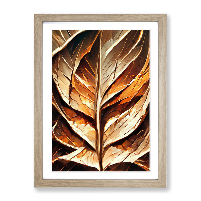 Abstract Autumn Leaf No.5 - Single Picture Frame Print, 64cm H x 46cm W, Oak