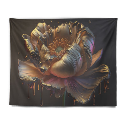 Rainbow Peony Liquid Gold I Polyester Tapestry