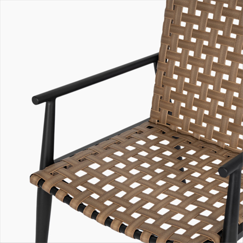 Ensemble de conversation moderne pour l'extérieur: 2 chaises en rotin PE + table d'appoint en acier noir et verre trempé - Durable et élégant