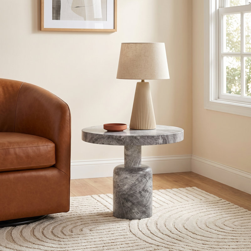 Annika Concrete Top End Table - Grey