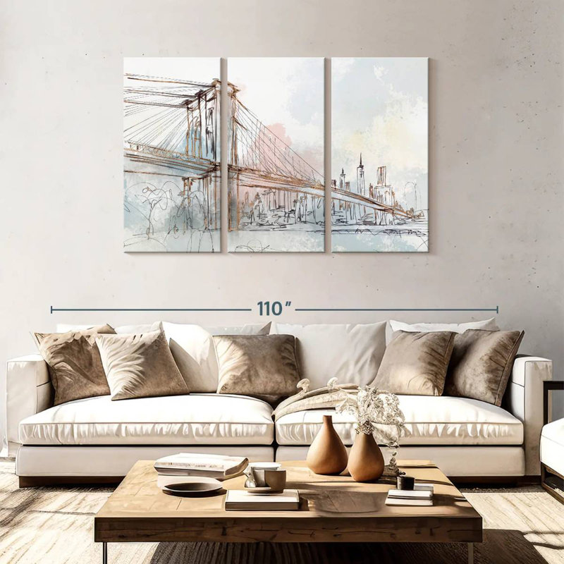 Lilie rougissant au pont de Brooklyn, H 48 po x l 74 po