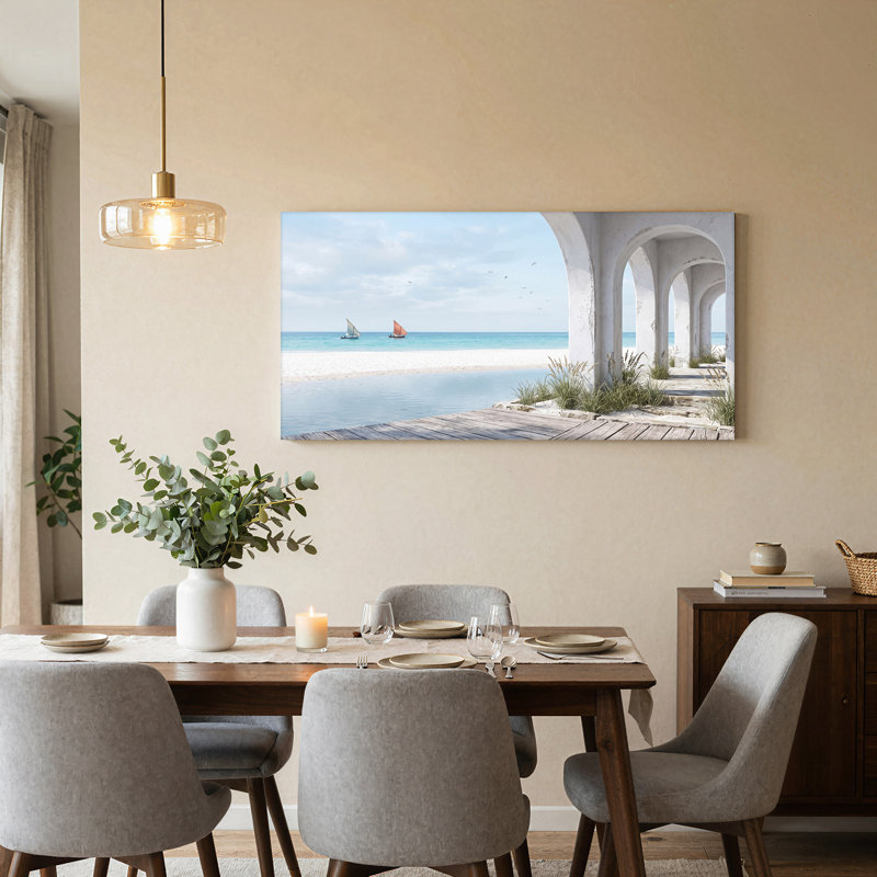 «White Arches» encadrant un océan turquoise et des voiliers sur toile, L 58 po x H 28 po