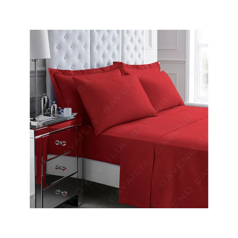 Plain Dyed Percale Housewife Pillowcase Pair 50x75cm | Premium Soft PolyCotton for Ultimate Comfort, Red