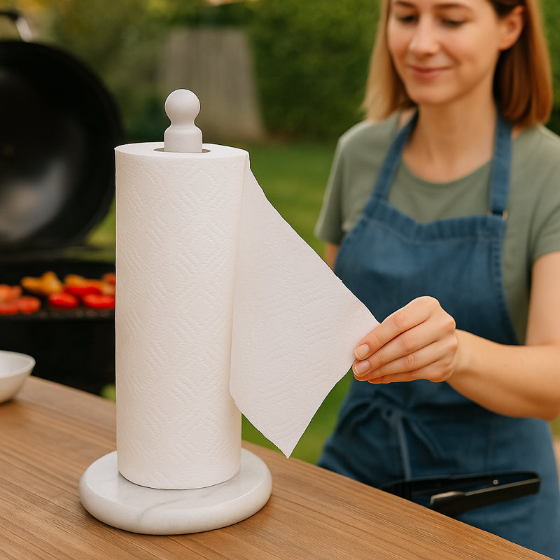 White Marble 12.5" Paper Towel Holder