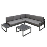 Anessah 5 Seater Garden Interchangeable Sofa Set with Cream LED Premium Cantilever Parasol - Grey