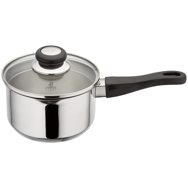 Judge Vista, 16cm Stainless Steel Saucepan with Glass Draining Lid, 1.5L