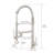 Kitchen Faucet In Brushed Nickel With Heavy Duty Commercial Style, Single Handle Pre-Rinse Spring And High Arc Pull Down Pot Filler-1066551573
