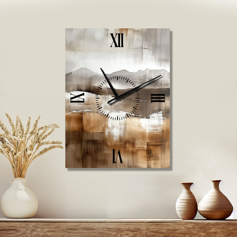 Horloge murale Brown Mountain Simplicity - Japandi, H 32 po x l 24 po - Rectangle