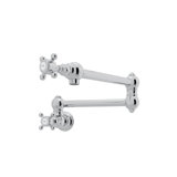 Country Kitchen Two Handle Wall Mounted Swing Arm Fold Away Pot Filler Faucet with Handles