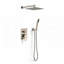Système de pomme de douche mural 10 pouces en laiton nickel brossé et acier inoxydable avec douche à main et valve à équilibrage de pression