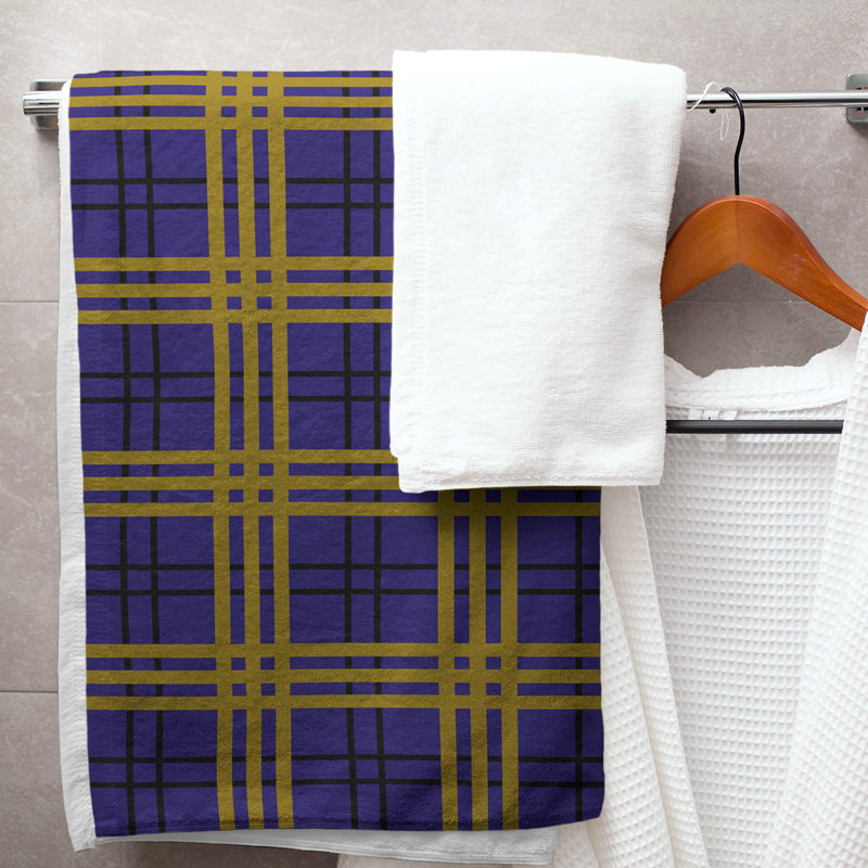 Serviette de bain Baltimore football Luxury, Microfibre, Mauve / noir / or métallique