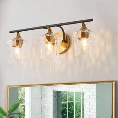 3-Black gold dimmable clear glass mirror headlights