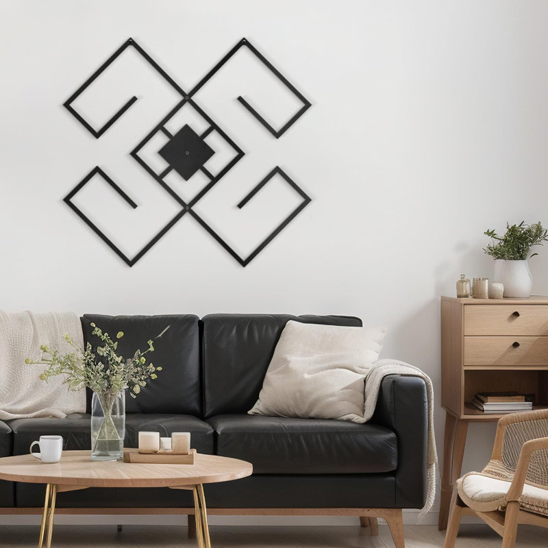 Décoration murale en métal, H 18 po x l 18 po x P 0,05 po, Noir