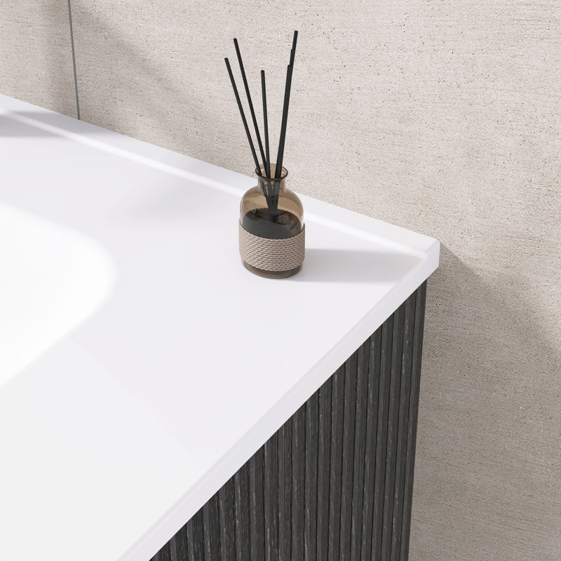 Meuble-lavabo mural simple 36 po avec lavabo, Noir