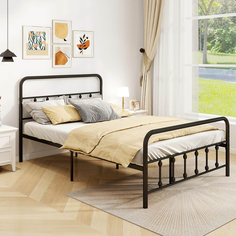 Bed Frame With Headboard Under Bed Storage No Box Spring Needed Black, Full