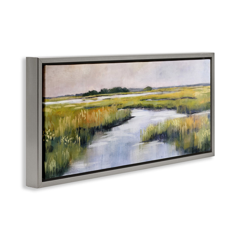 Art mural sur toile Grassy, Encadré gris, H 14 po x l 31 po