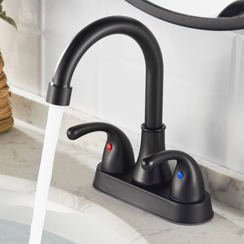 2-handle Bathroom Faucet with Drain Assembly, Matte Black
