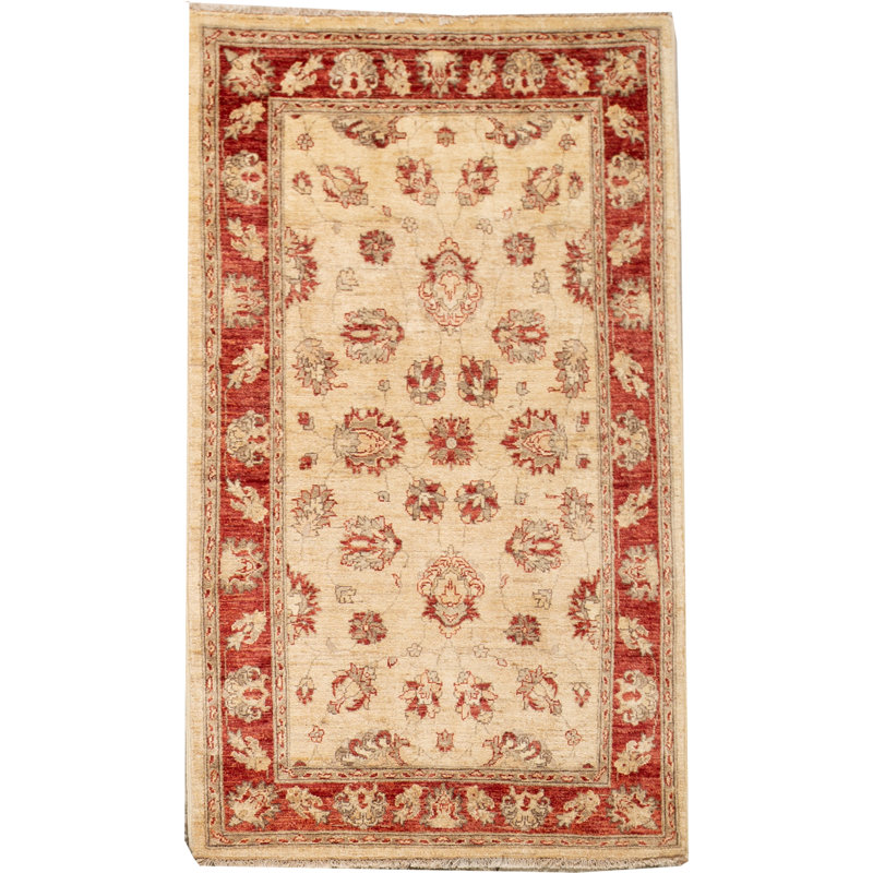 Hand-Knotted High-Quality Cream and Red Area Rug