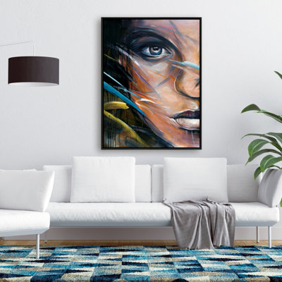 Colorful Woman Face Print On Canvas