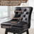 Swivel Bar Stools Set of 2, PU Leather Bar Chairs with Button Tufted Front and Ring Pull Back, 30" Bar Height Stools with Solid Wood Legs for Kitchen Island or Bar, Black-1148544728