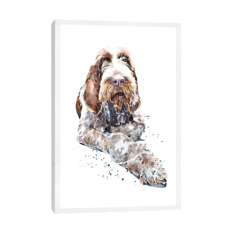 Spinone II - Painting on Canvas, White Framed, 66.04 cm H x 45.72 cm W