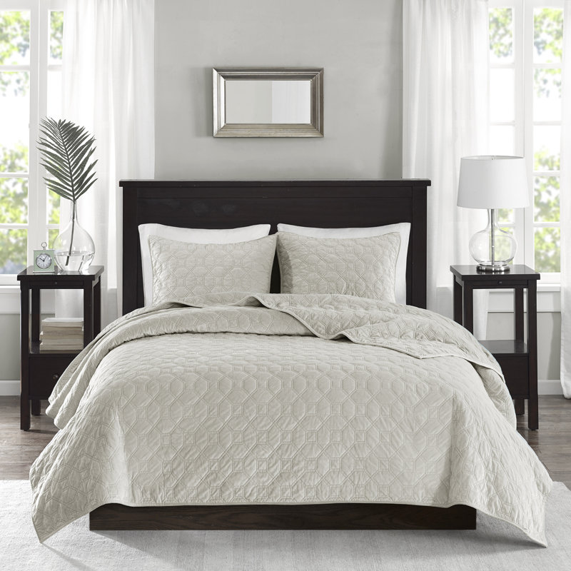 Courtepointe très grand / très grand en velours - Matelassage géométrique pour une chambre charmante et confortable