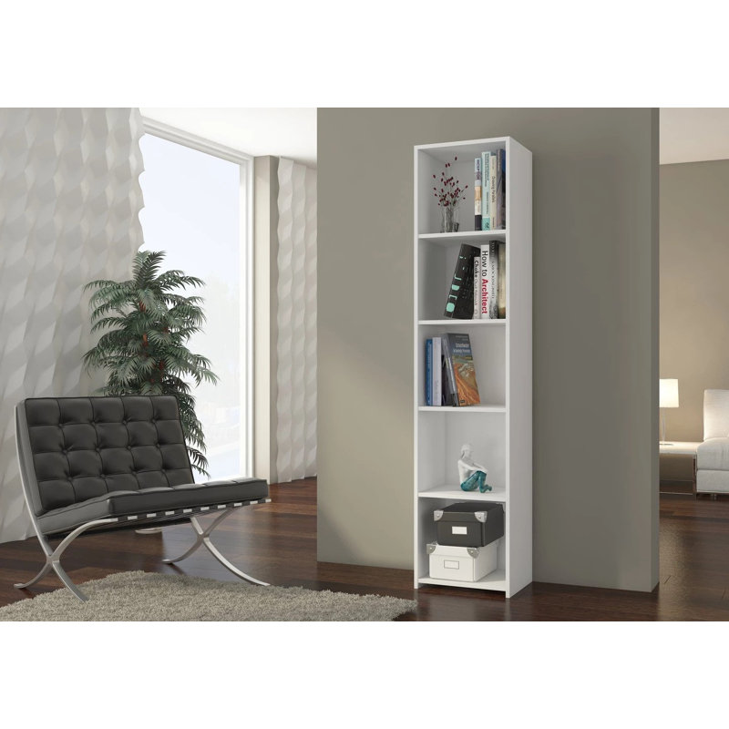Ardita 180cm H x 40cm W Standard Bookcase, Highgloss sand grey