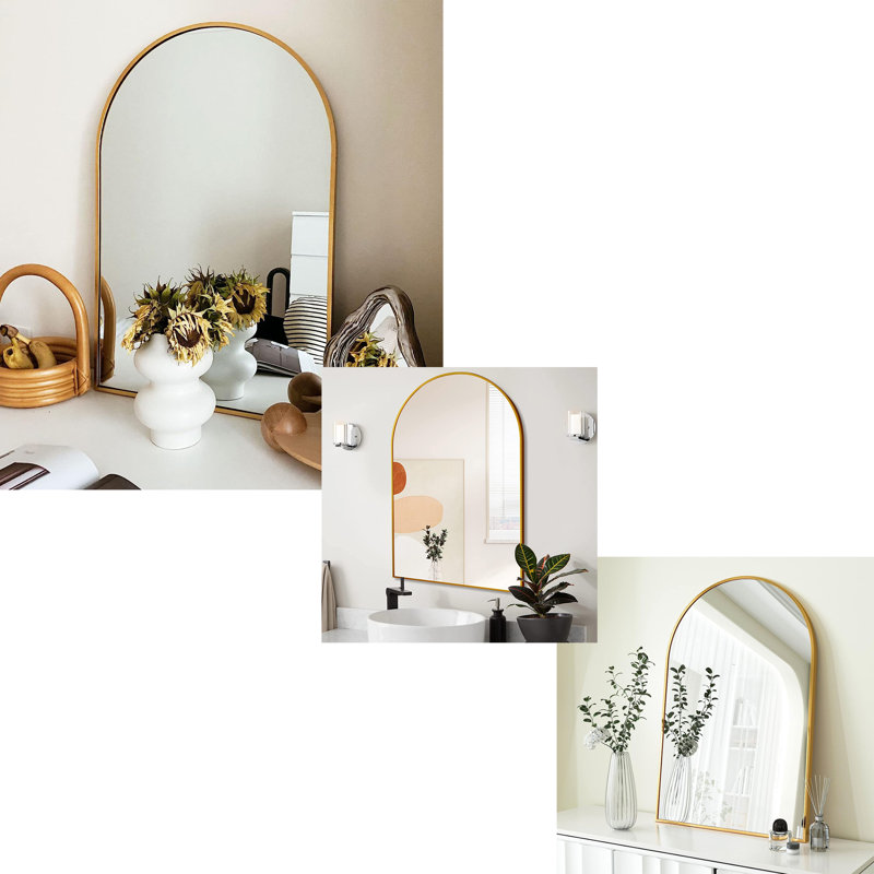 Kolodny Aluminium Arch Wall Mirror, Gold, 20" x 30"