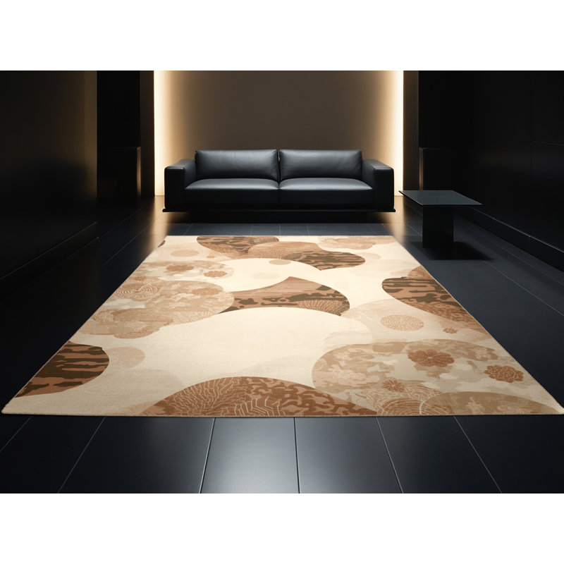 Tapis beige lavable à la machine d'inspiration globale Luray, 7 x 10